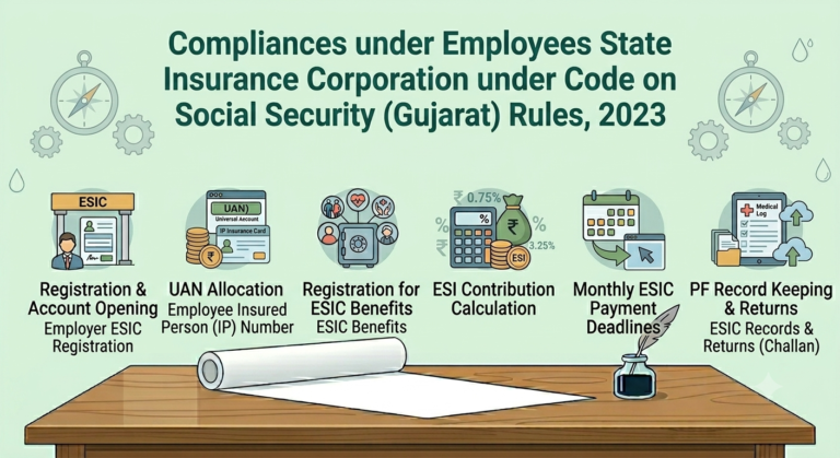 Compliances under Employees State Insurance Corporation under Code on Social Security (Gujarat) Rules, 2023