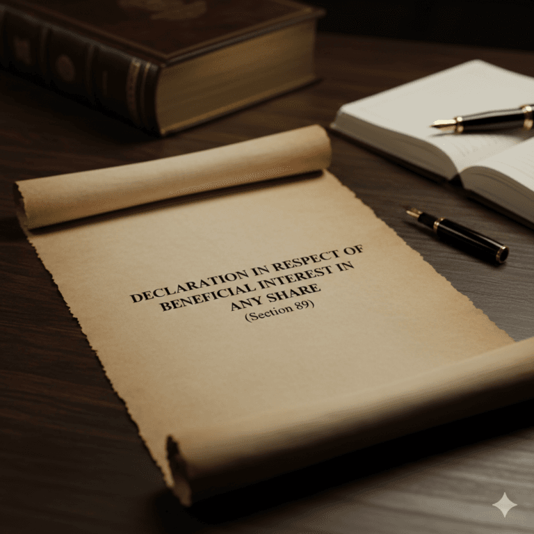 Declaration in respect of Beneficial Interest in any Share (Section 89)