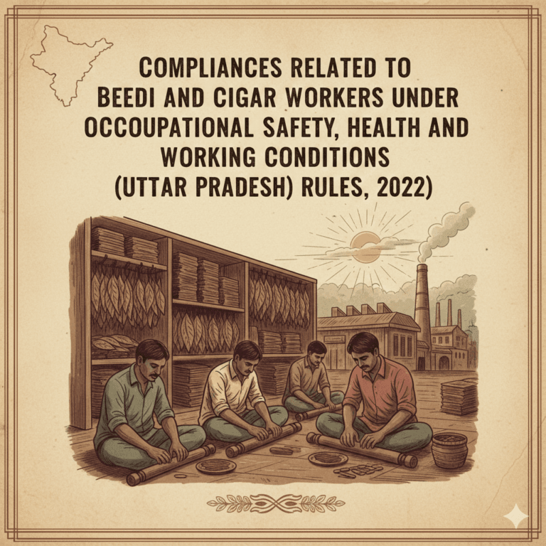 Compliances Related to Beedi and Cigar Workers under Occupational Safety, Health and Working Conditions (Uttar Pradesh) Rules, 2022