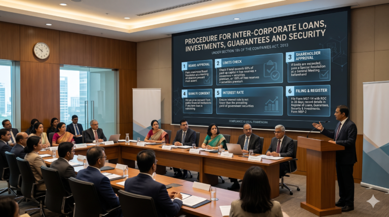 Procedure for Inter-Corporate Loans, Investments, Guarantees and Security under Section 186 of the Companies Act, 2013